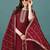 floral yoke design sequinned straight kurta with trousers & dupatta