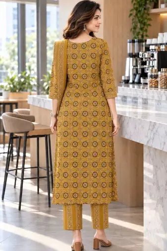 women ethnic motifs printed regular  cotton kurta with trousers & with dupatta