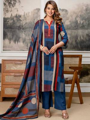 women embroidered sequinned  cotton kurta with trousers & with dupatta 3