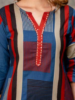 women embroidered sequinned  cotton kurta with trousers & with dupatta 5