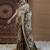Beige floral zari silk blend sungudi saree