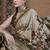 Beige floral zari silk blend sungudi saree
