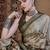 Beige floral zari silk blend sungudi saree