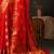Red red & gold-toned ethnic motifs zari satin banarasi saree