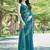 Blue solid beads and stones organza saree