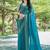 Blue solid beads and stones organza saree