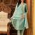 floral embroidered v-neck three-quarter sleeves cotton kurta set