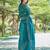Blue solid beads and stones organza saree