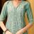floral embroidered v-neck three-quarter sleeves cotton kurta set