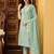 floral embroidered v-neck three-quarter sleeves cotton kurta set