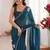 Teal embellished mirror work tissue heavy work saree