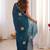 Teal embellished mirror work tissue heavy work saree