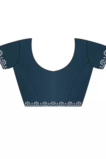 Teal embellished mirror work tissue heavy work saree
