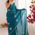 Teal embellished mirror work tissue heavy work saree