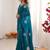 Teal embellished mirror work tissue heavy work saree