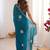 Teal embellished mirror work tissue heavy work saree