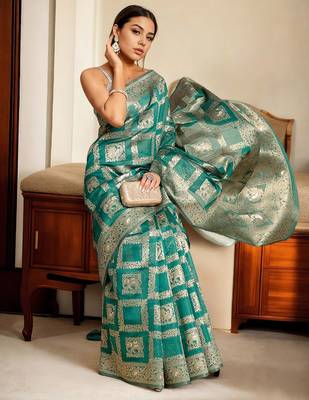 Green woven design chanderi saree 1