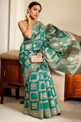 Green woven design chanderi saree