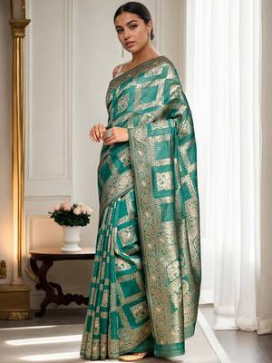 Green woven design chanderi saree 2
