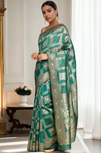 Green woven design chanderi saree