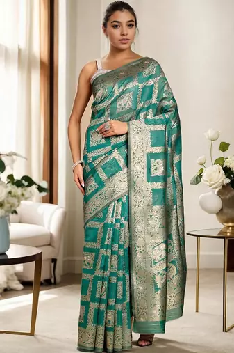 Green woven design chanderi saree