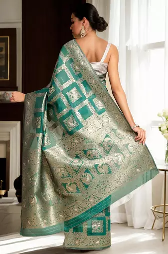 Green woven design chanderi saree
