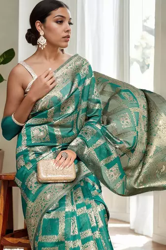 Green woven design chanderi saree