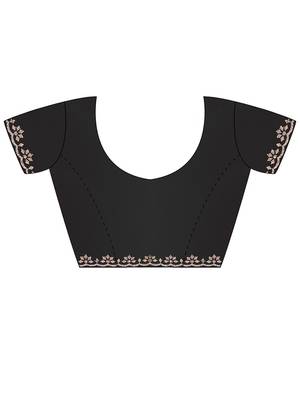 Black embellished embroidered tissue saree 4