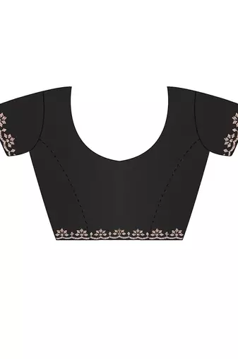 Black embellished embroidered tissue saree