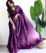 Magenta tissue saree with blouse