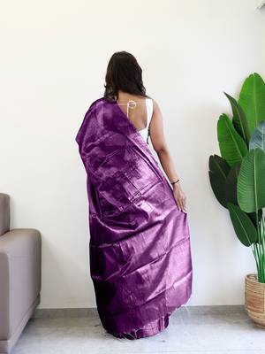 Magenta tissue saree with blouse 2