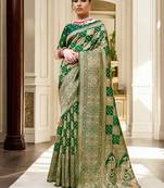 Green woven design organza banarasi saree
