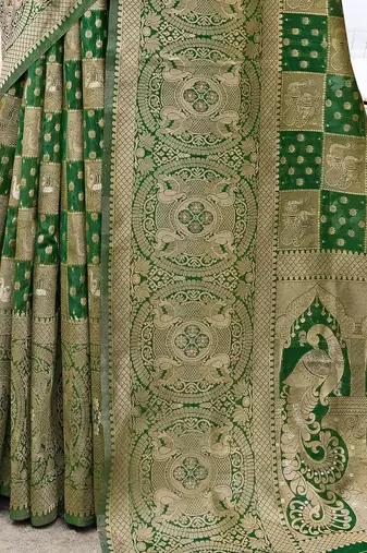 Green woven design organza banarasi saree