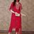 embroidered sequinned straight kurta with trousers & dupatta