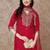 embroidered sequinned straight kurta with trousers & dupatta