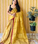 Yellow woven design tissue saree