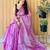 Pink zari woven solid tissue saree