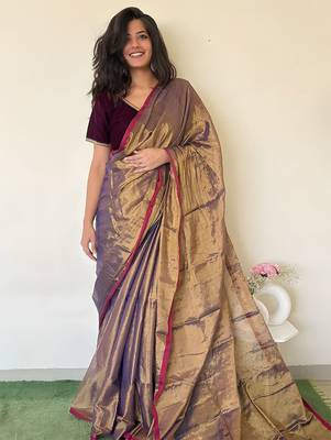 Copper solid tissue saree 1