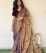Copper solid tissue saree