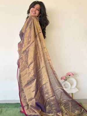 Copper solid tissue saree 3