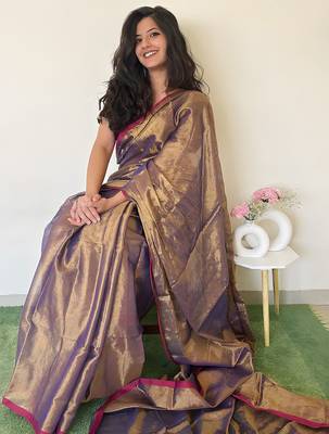 Copper solid tissue saree 4