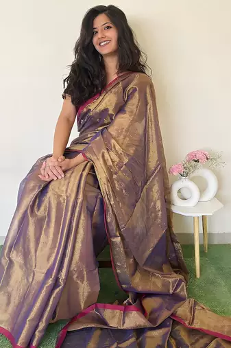 Copper solid tissue saree