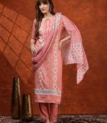 embroidered tie-up neck thread work straight kurta with trousers & dupatta
