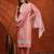 embroidered tie-up neck thread work straight kurta with trousers & dupatta