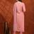 embroidered tie-up neck thread work straight kurta with trousers & dupatta