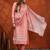 embroidered tie-up neck thread work straight kurta with trousers & dupatta