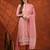 embroidered tie-up neck thread work straight kurta with trousers & dupatta