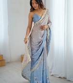 Grey grey embellished  chiffon sarees