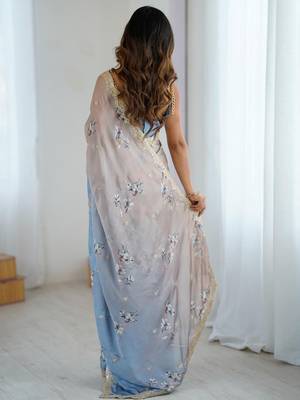 Grey grey embellished  chiffon sarees 4