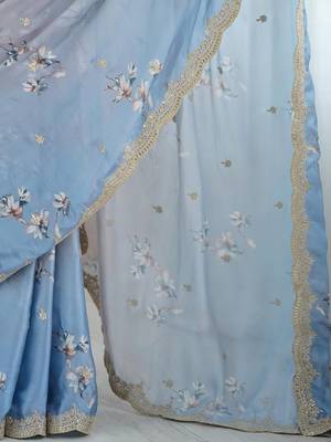Grey grey embellished  chiffon sarees 5